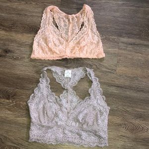 Set of lace bralettes